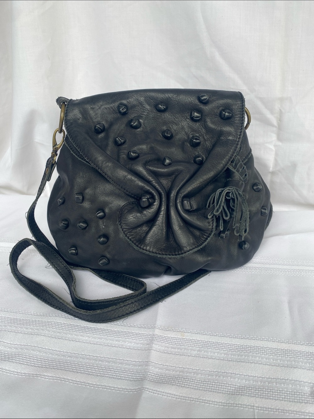 Miss Albright Leather Knotted Crossbody Bag - Black